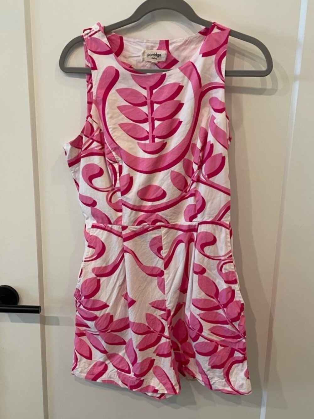 Porridge Anthro Pink Floral Romper Size 6 Cutout Back